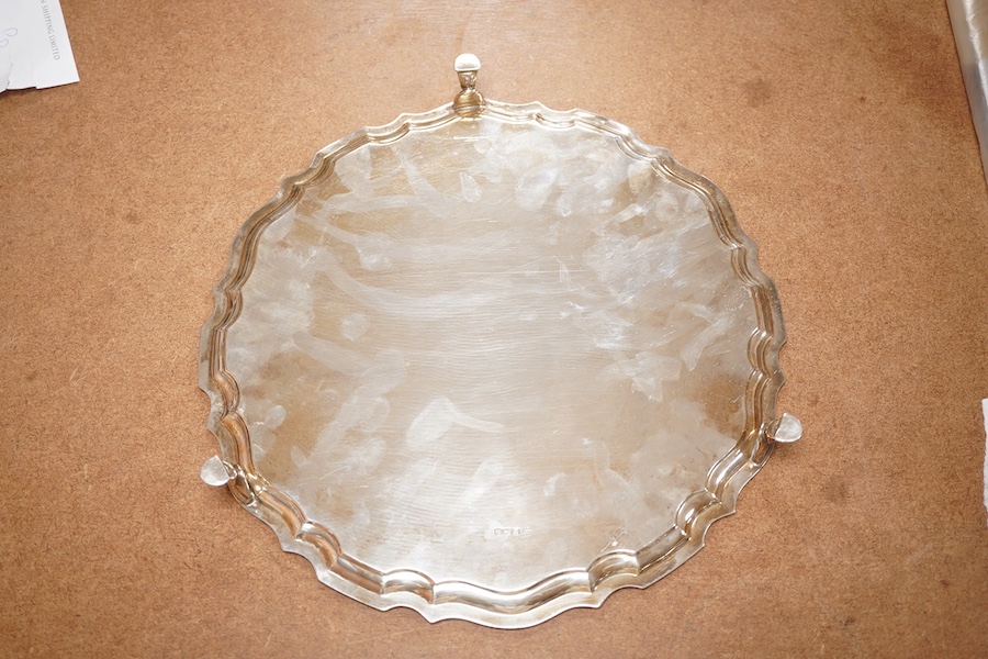 A George V silver salver, by Z. Barraclough & Sons, Sheffield, 1923, 31.1cm, 31oz. Condition - fair to good